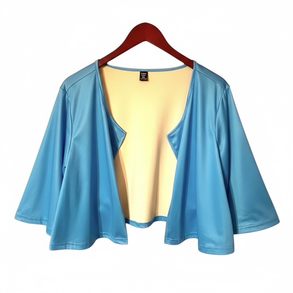 Shein Curve Medium Blue Blazer Crop Top Open Front Size 2XL 95%Polyester